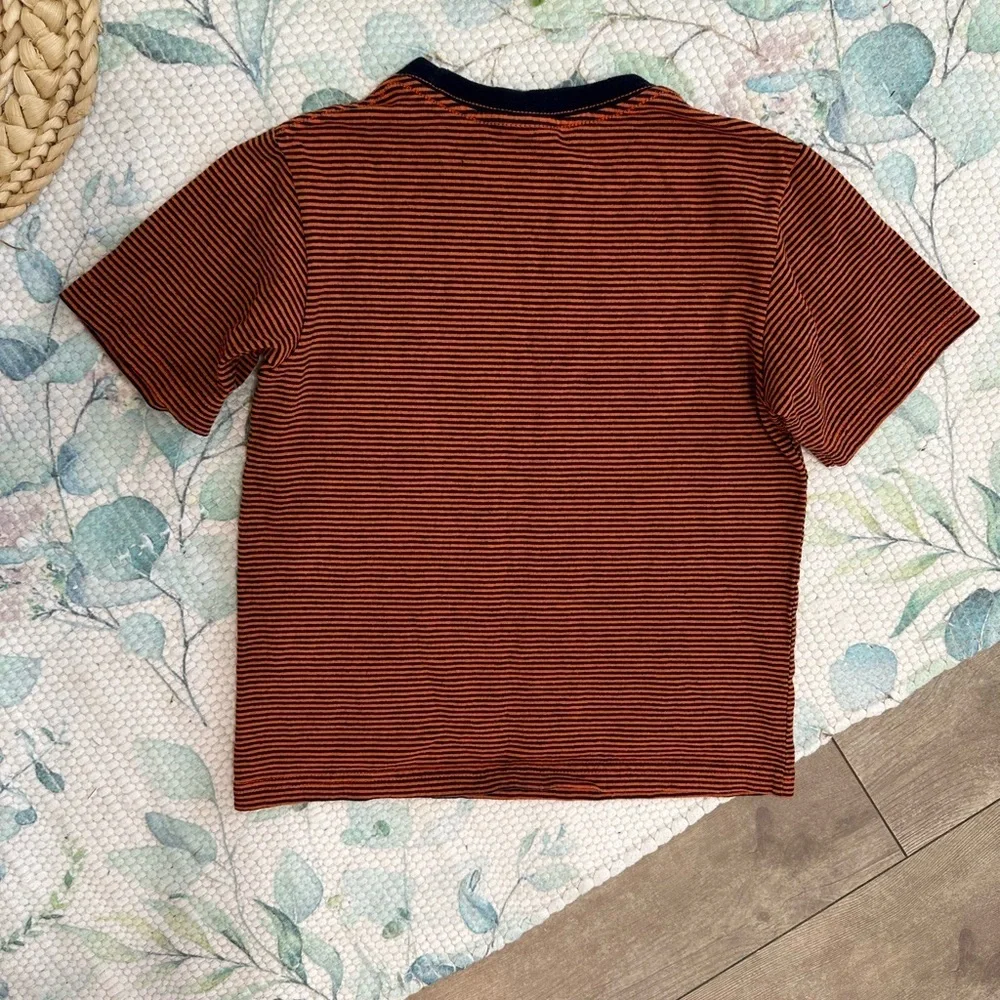 Rare Vintage Polo Ralph Lauren Little Boys Orange and Navy Striped Tee Size 5